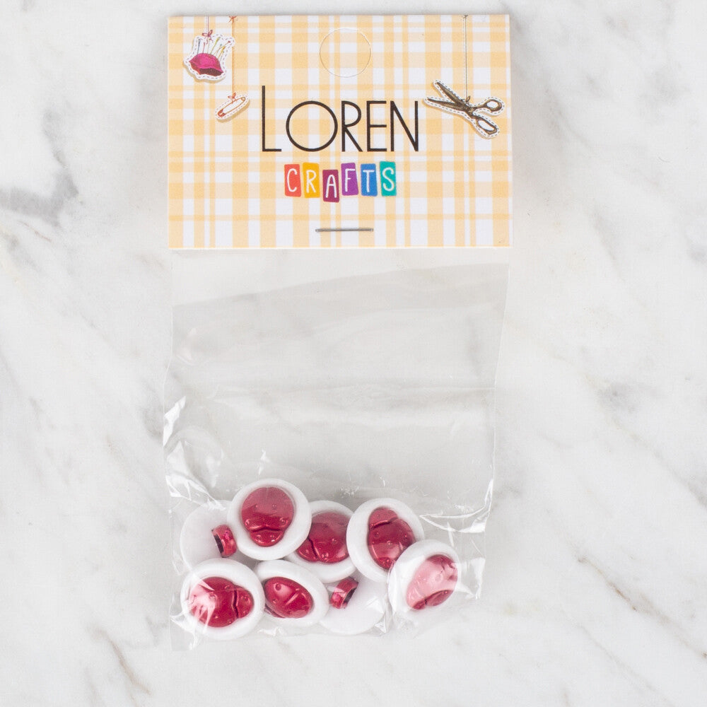 Loren Crafts 8'li Kırmızı Uğur Böceği Düğme - 648